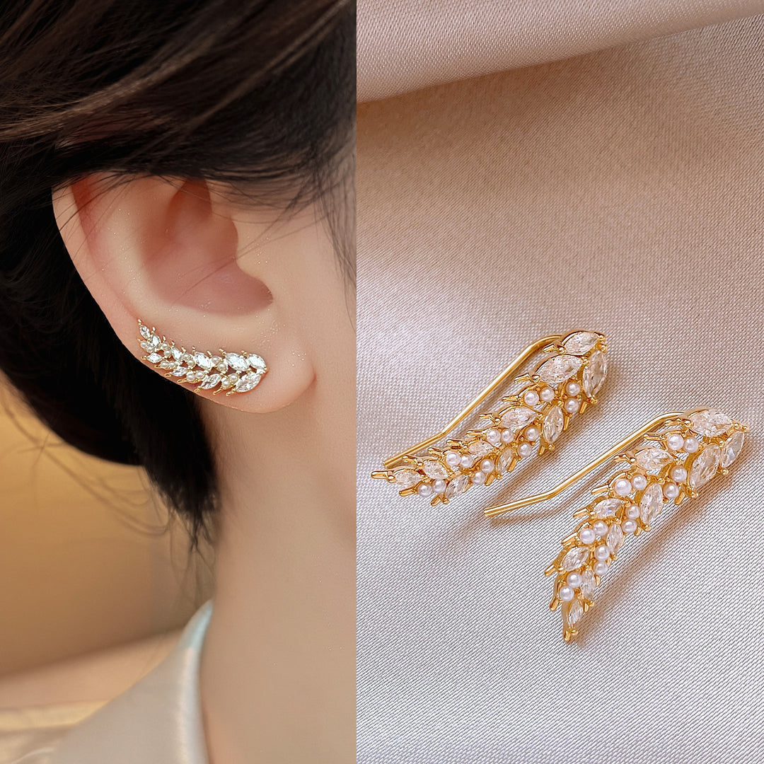 Sparkling Zircon Wheat Ear Hook Earrings