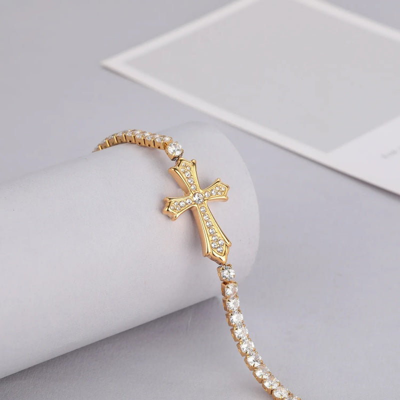 Blingy Cross Tennis Bracelet