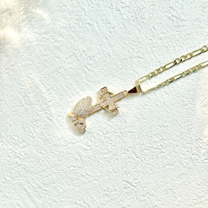Praying Hand Cross with Zirconia