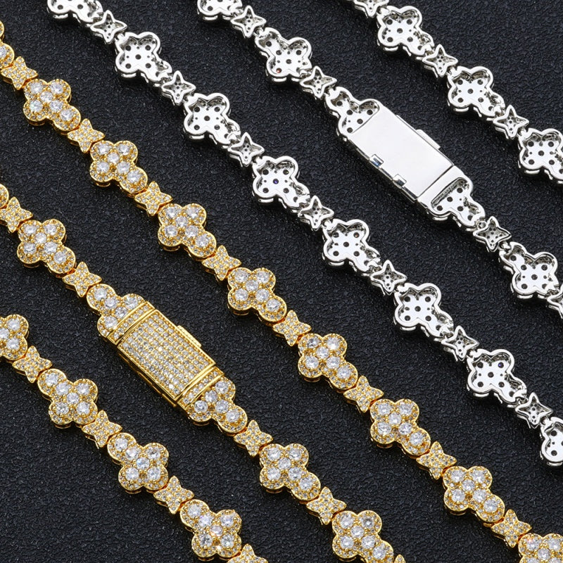 Luxury Iced Clover Link Bracelet