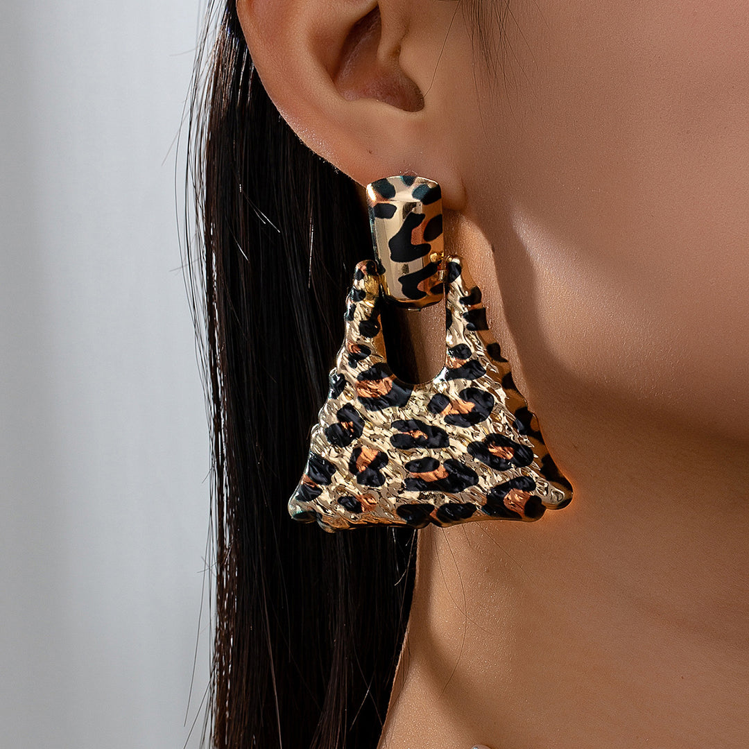 Large Leopard Starburst Earrings Party Wear