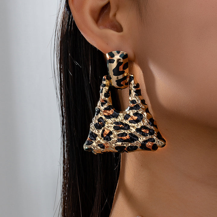 Large Leopard Starburst Earrings Party Wear