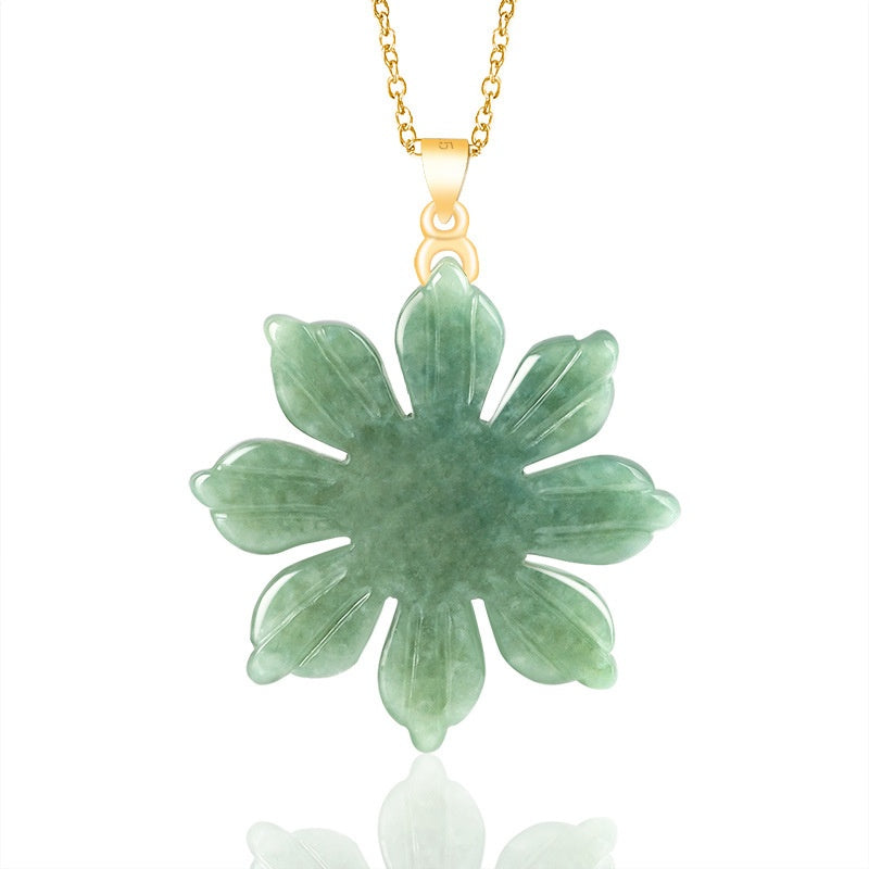 Green Crystal Sun Flower Necklace