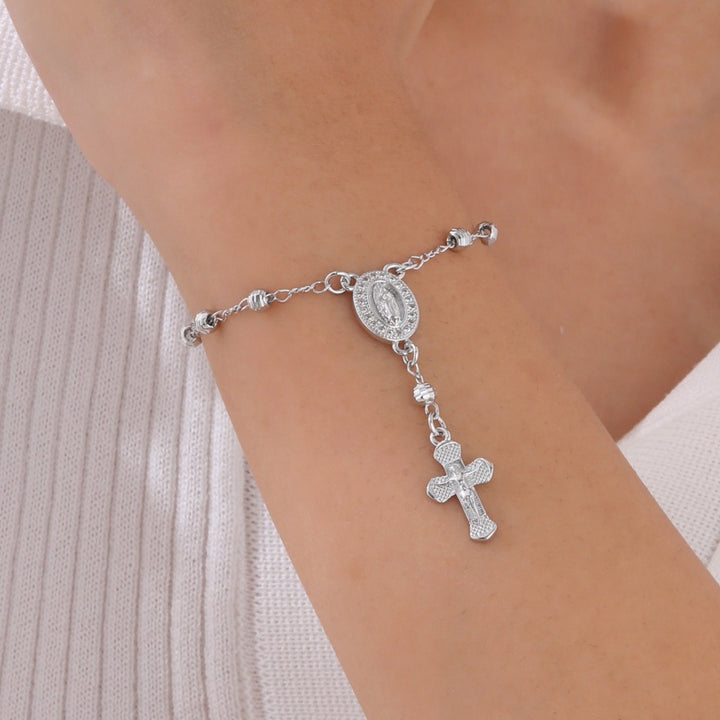 Virgin Mary Cross Bracelet Multicolor Beads
