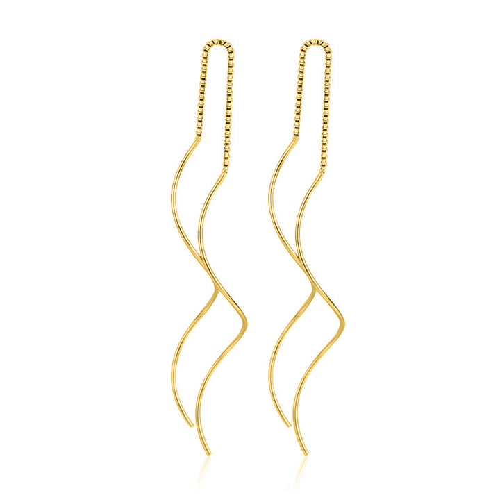 Sculpted Wave Threader Earrings