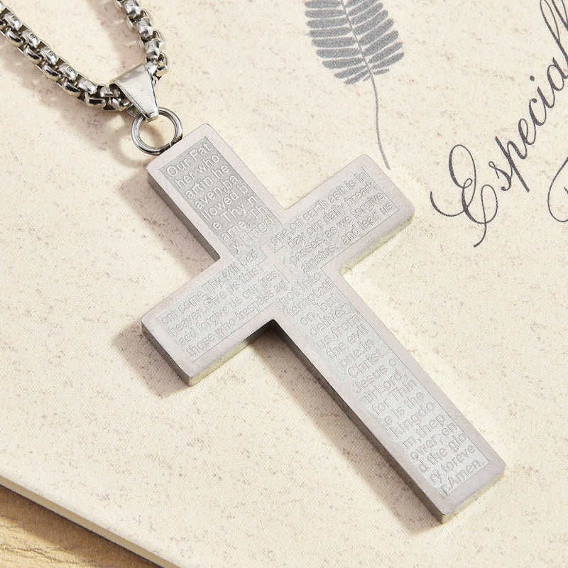 Lords Prayer Cross Necklace Faith Gift