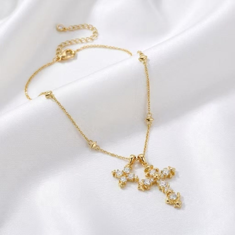 Bling Double Cross Faith Necklace