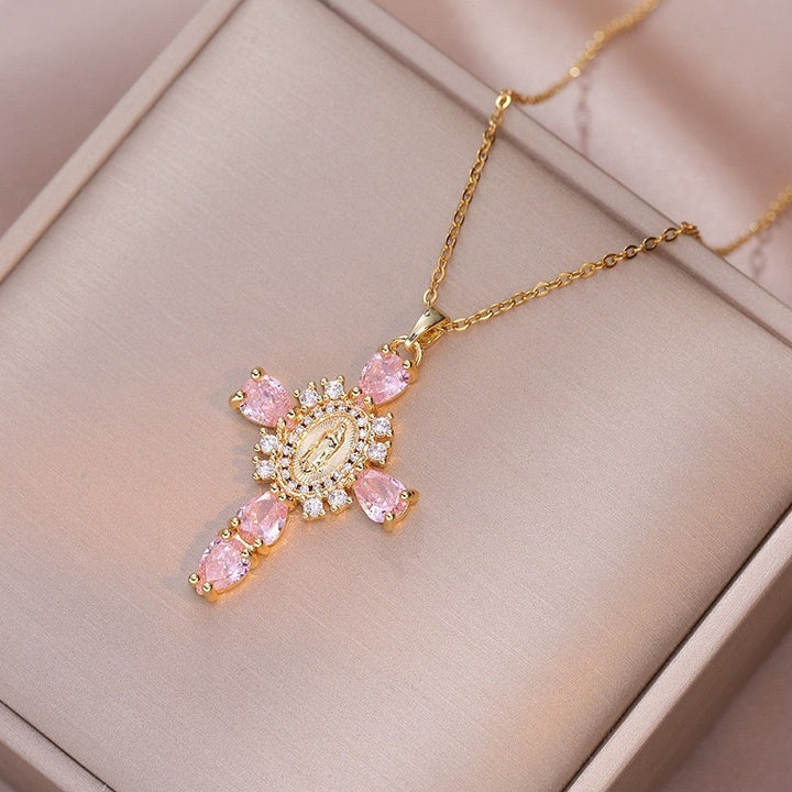 Virgen Mary Cross Necklace  with Unique