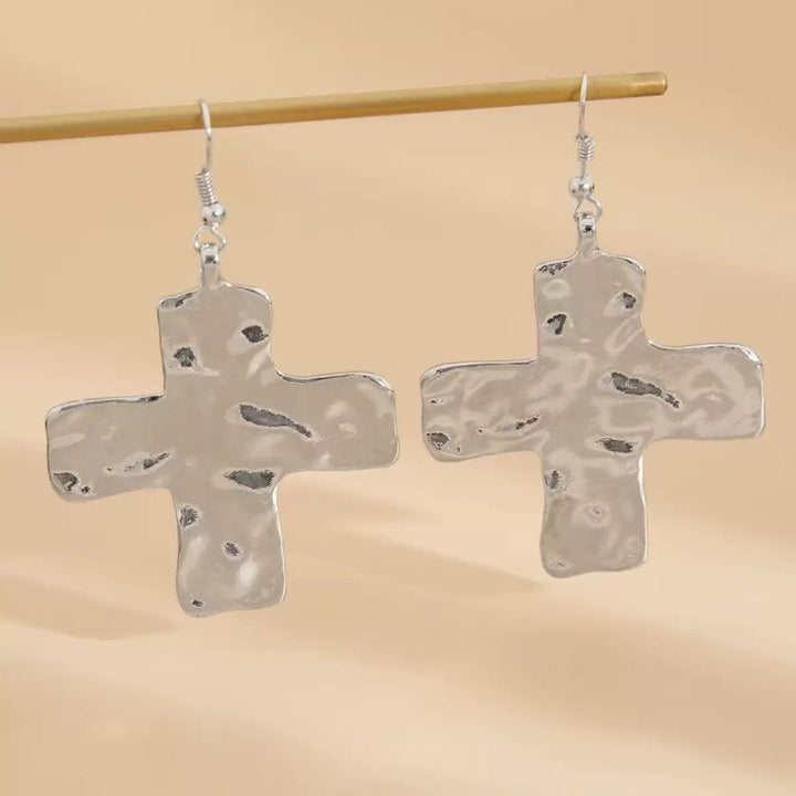 Chunky Hammered  Cross Necklace