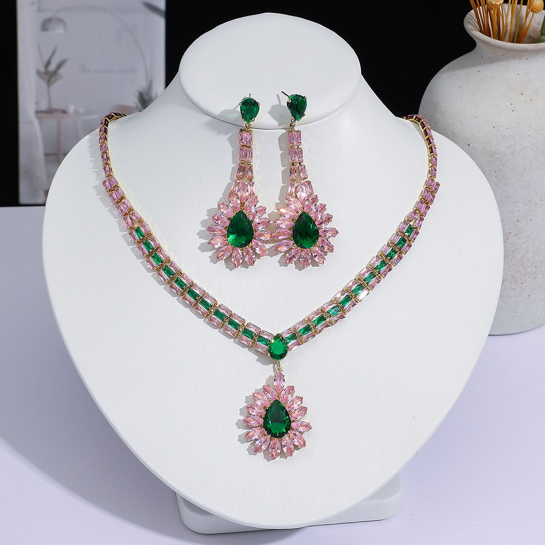 Crystal Drop Jewelry Set Statement Party Look