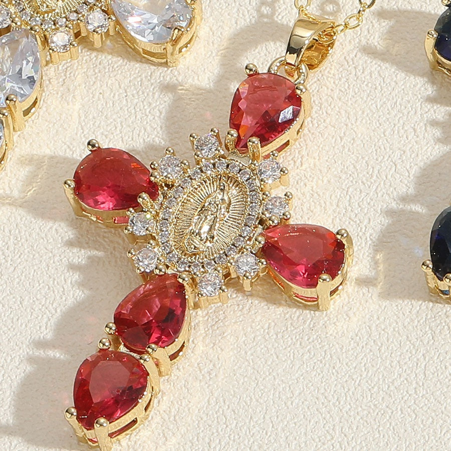 Virgen Mary Cross Necklace  with Unique