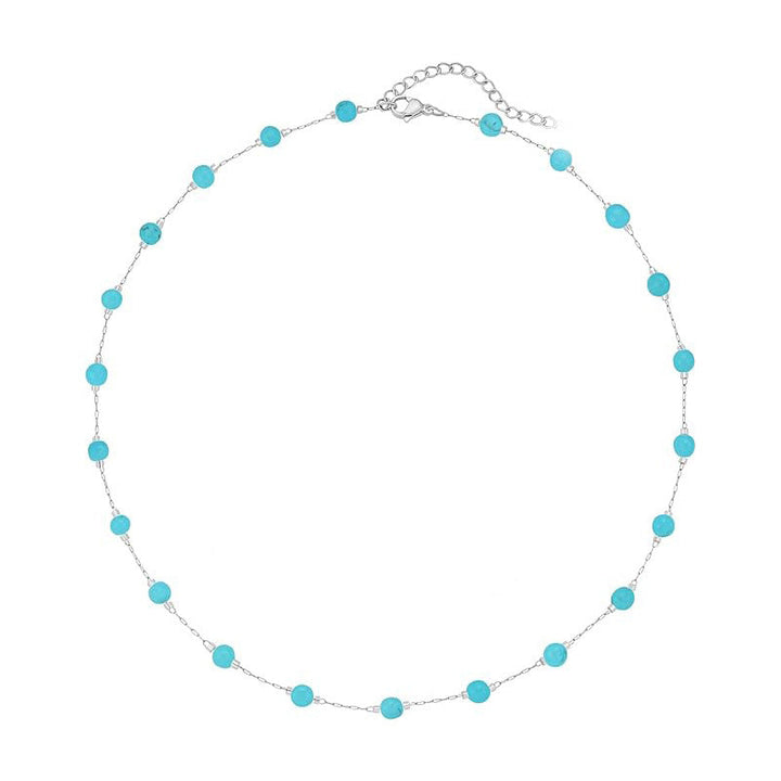 Turquoise Bead Station Choker Necklace Daily Beach Layer Jewelry