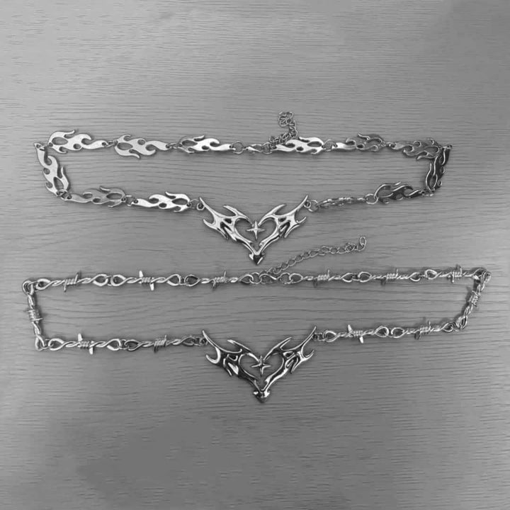 Thorn Heart Flame Statement Necklace