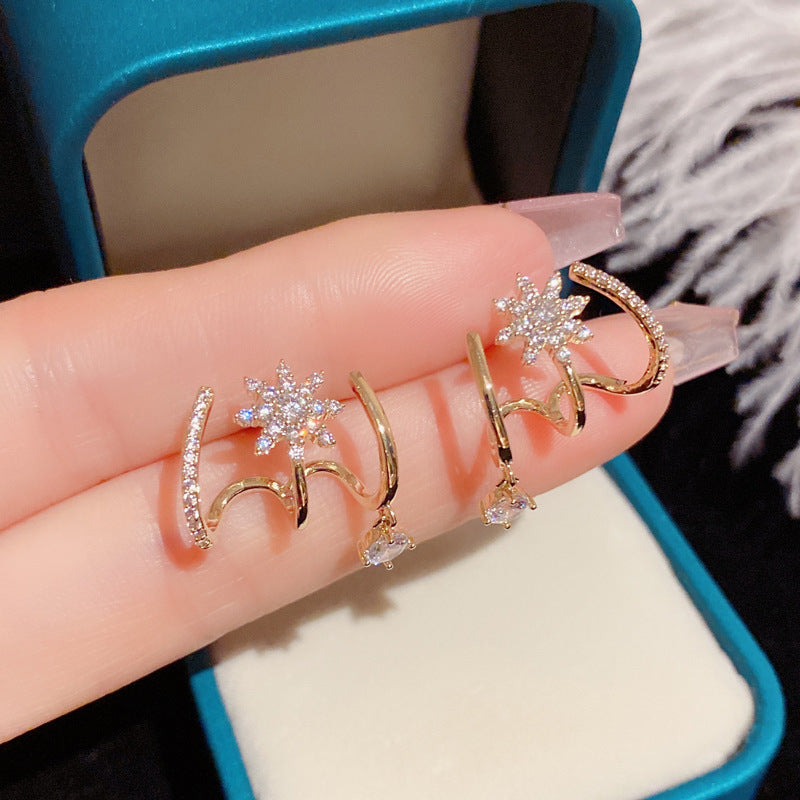 Multi Hoop Zircon Stud Earrings for Women