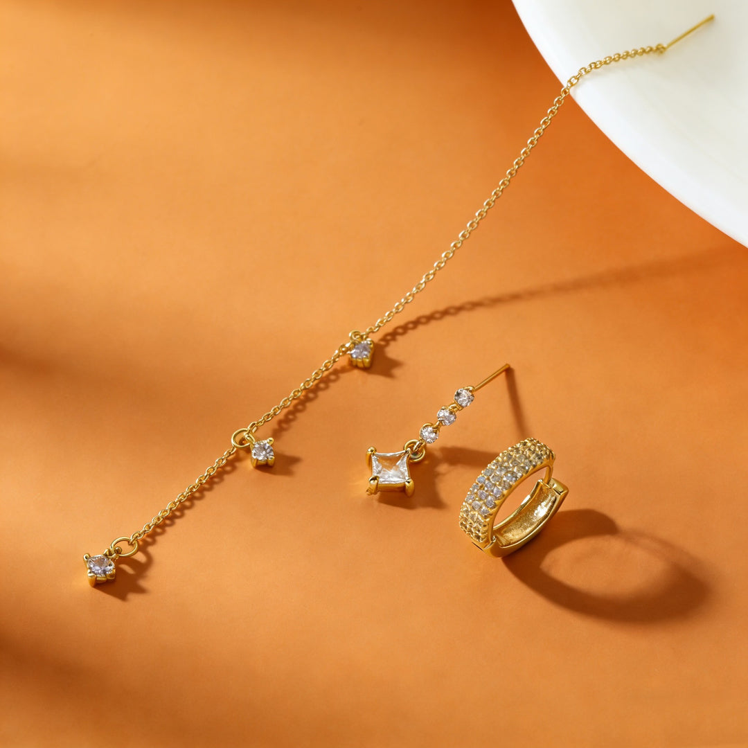 Elegant Zircon Women Earring Trio Set