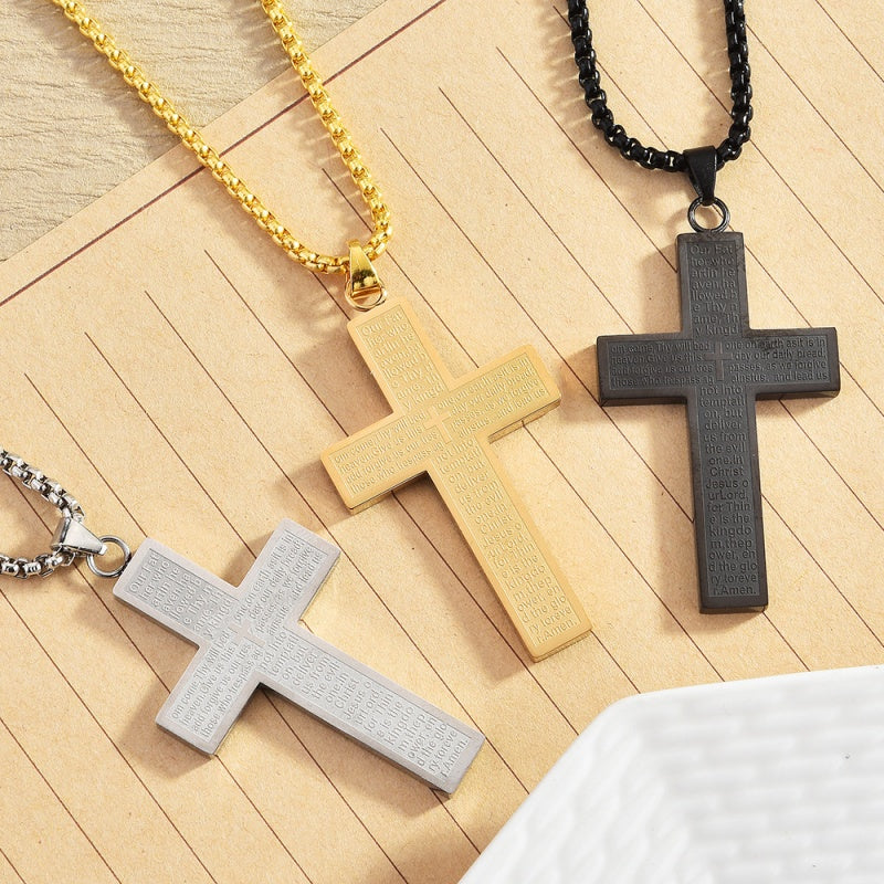 Lords Prayer Cross Necklace Faith Gift