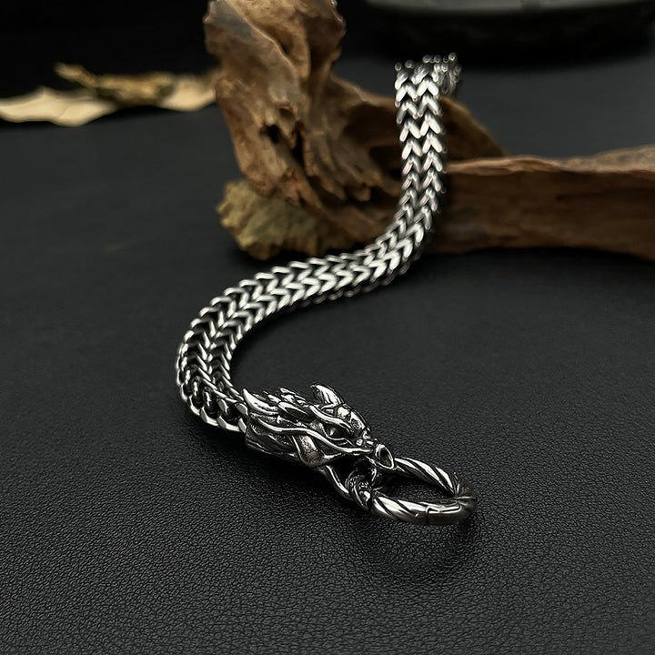 Dual Dragon Head Stainless Steel Bracelet