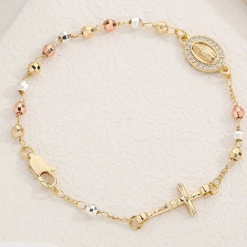 Virgin Mary Rosary Cross Bracelet Gift