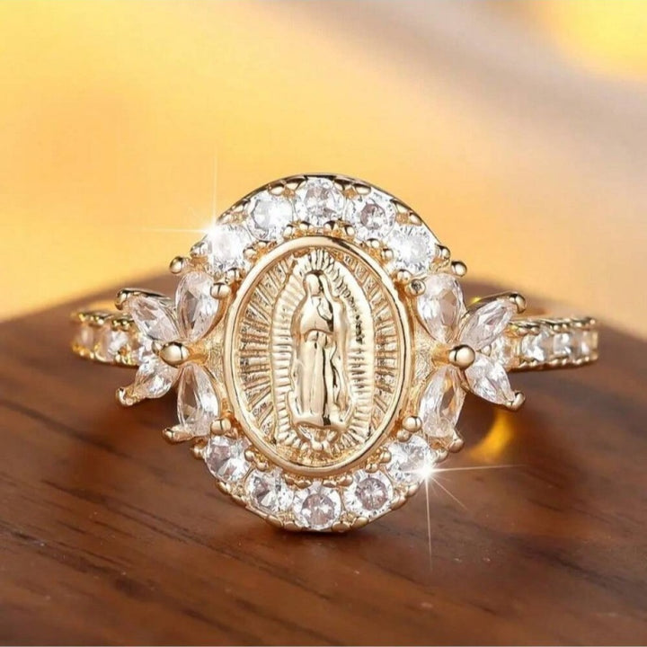 Virgin Mary Halo Crystal Ring