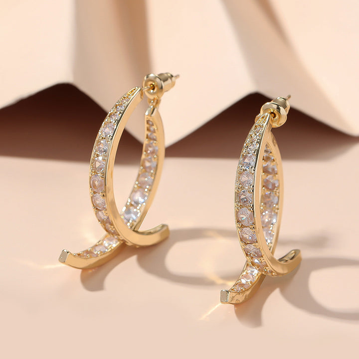 Twisted Pavé Double Hoop Earrings