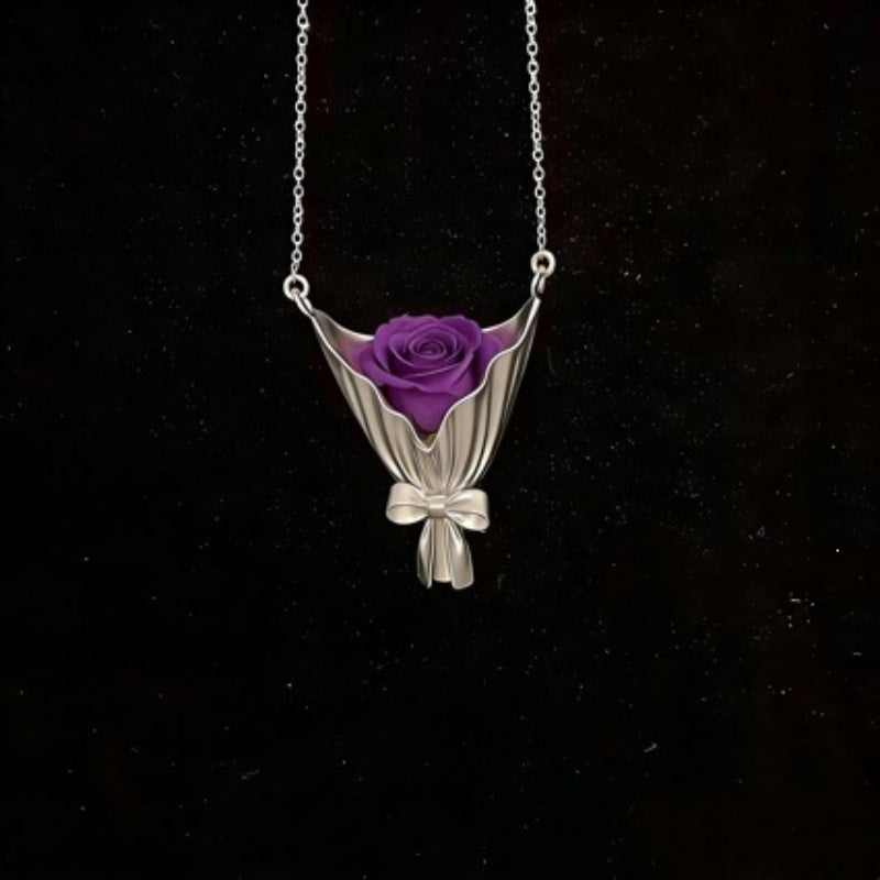 Flower Bouquet Pendant Necklace Gift