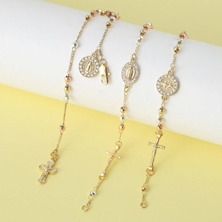 Rosary Cross Beaded Bracelet