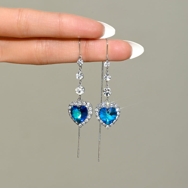 Threader Earrings Heart Tassel Date Night
