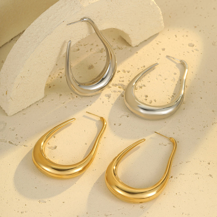Sculpted U Shape Hoop Earrings