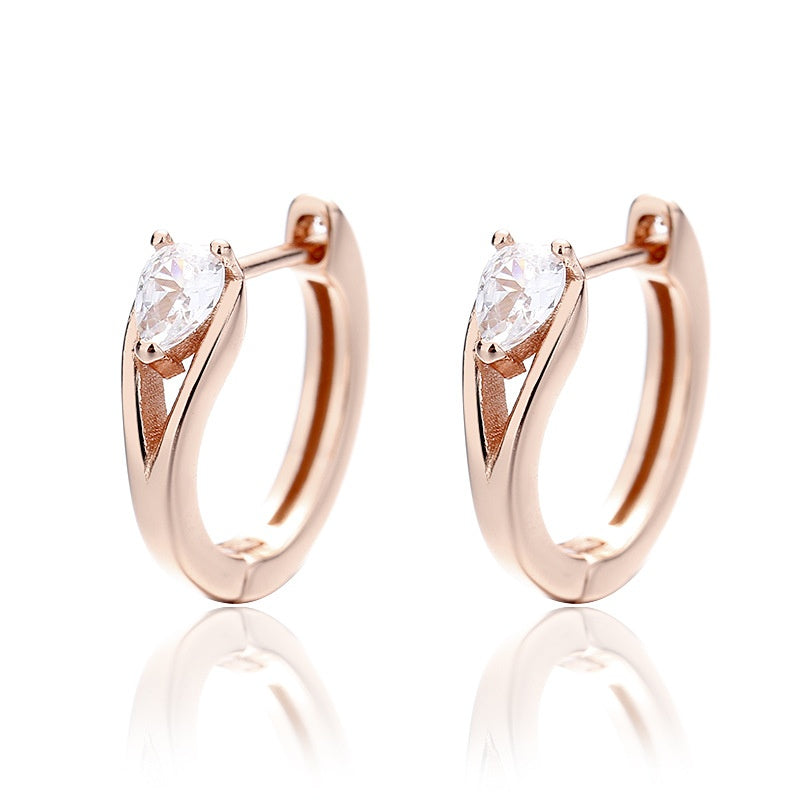 Teardrop Zircon Twisted Huggie Hoop Earrings