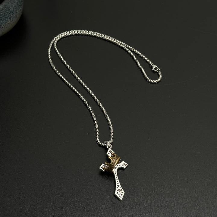 Vintage Cross Crown Necklace