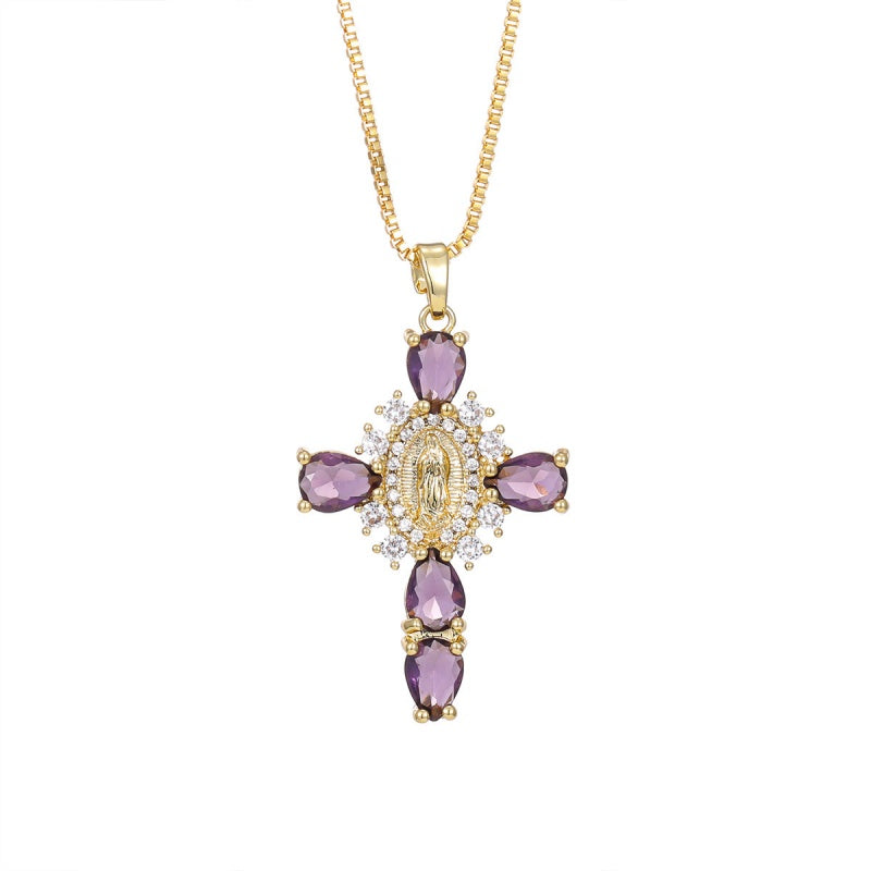 Virgen Mary Cross Necklace  with Unique