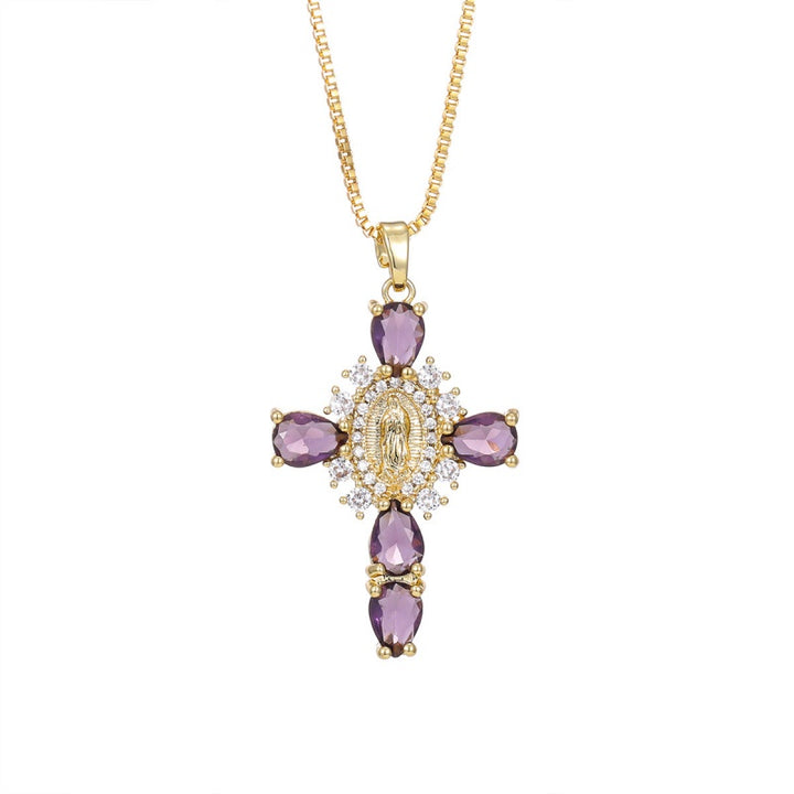 Virgen Mary Cross Necklace  with Unique