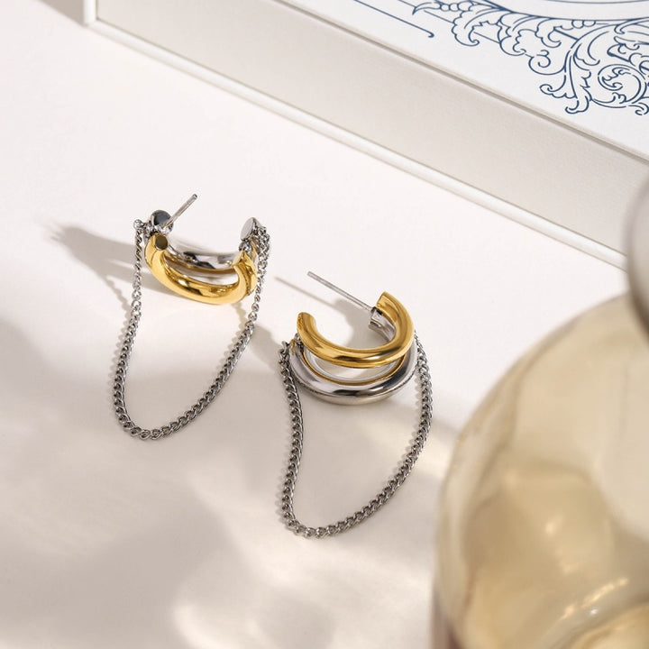 Connected Chain Hoop Earrings