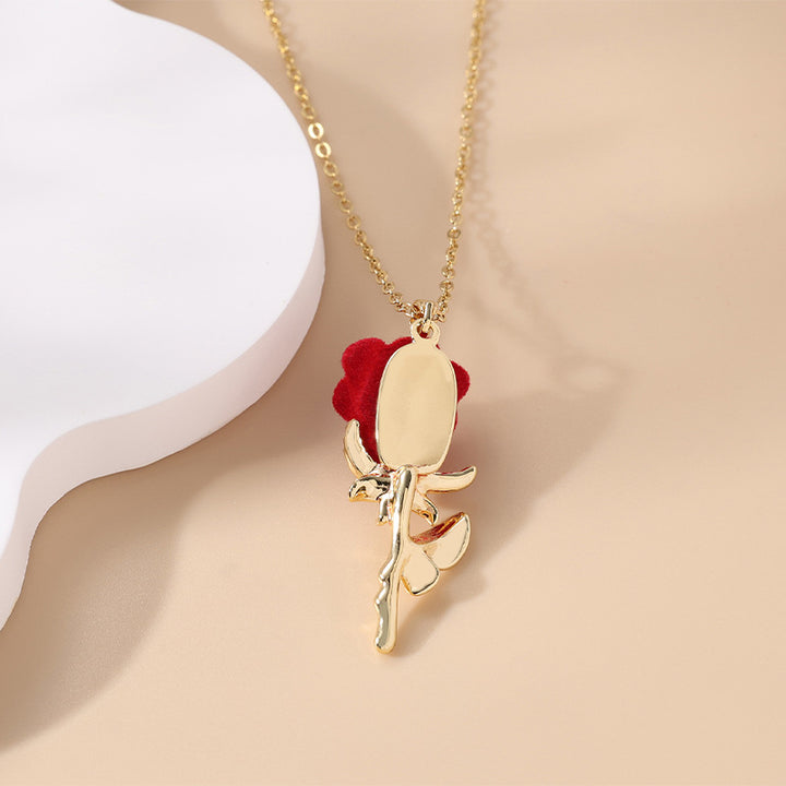 Red Rose Pendant Necklace