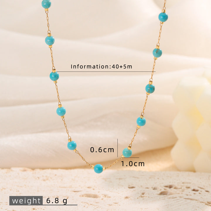 Turquoise Bead Station Choker Necklace Daily Beach Layer Jewelry