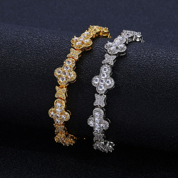 Luxury Iced Clover Link Bracelet