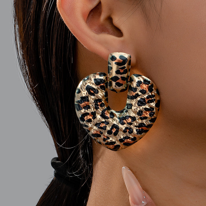 Large Leopard Starburst Earrings Party Wear