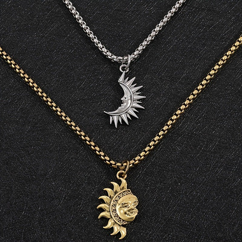Celestial Sun Moon Necklace Set