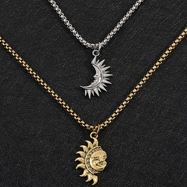 Celestial Sun Moon Necklace Set