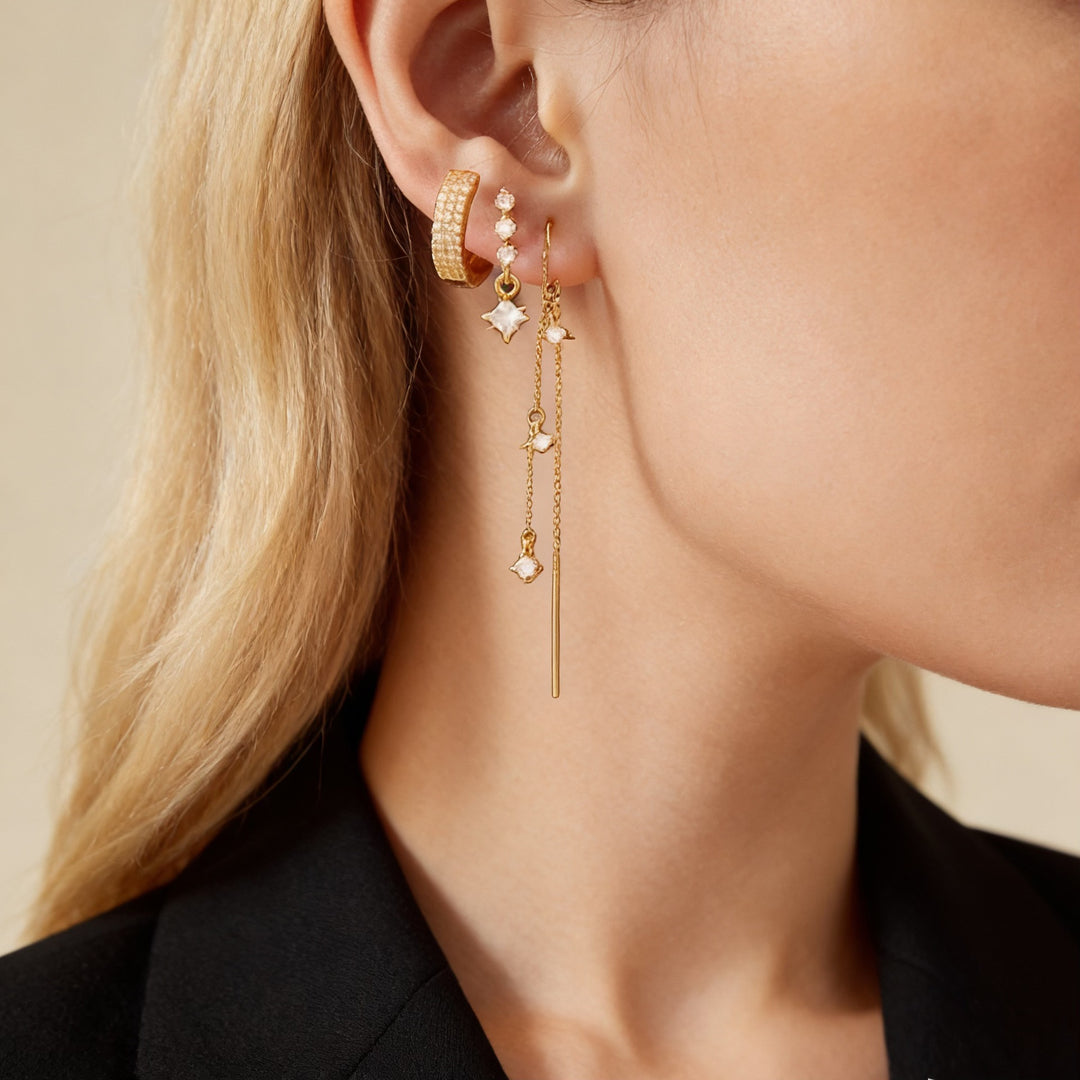 Elegant Zircon Women Earring Trio Set