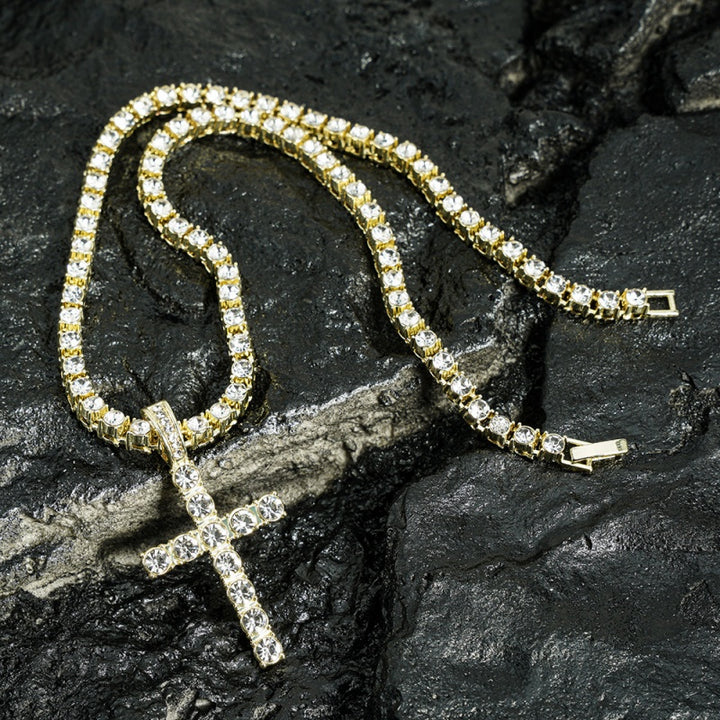 Iced Cross Pendant Necklace