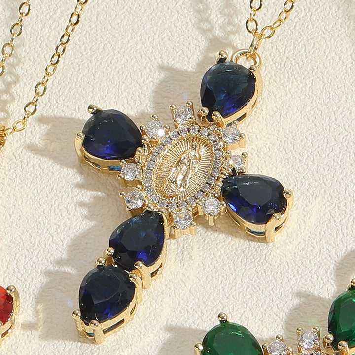 Virgen Mary Cross Necklace  with Unique