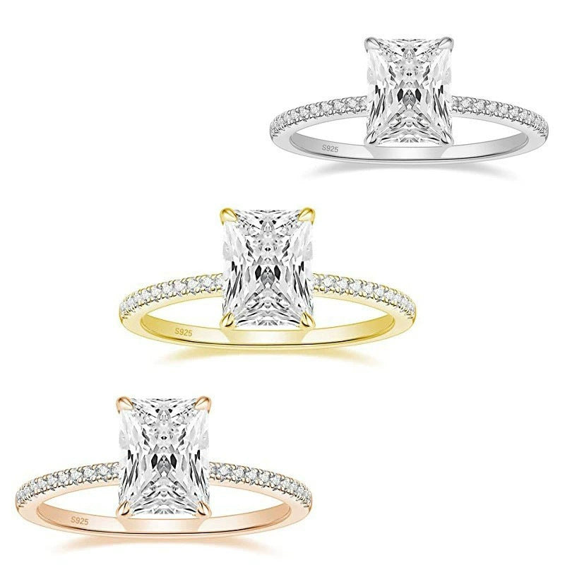Solitaire Radiant Cut CZ Ring for Women