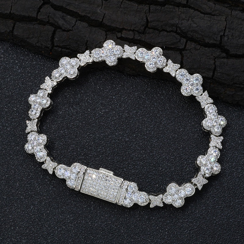 Luxury Iced Clover Link Bracelet