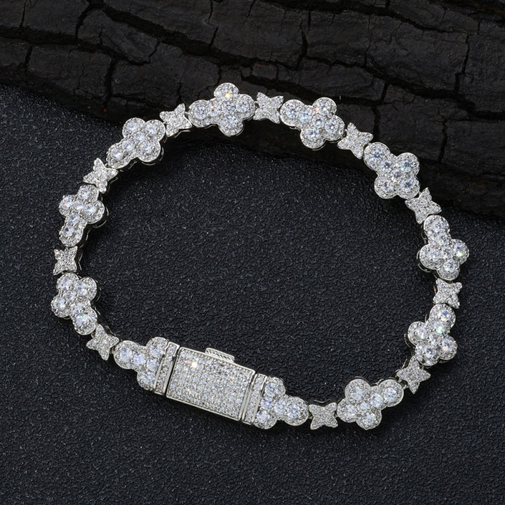 Luxury Iced Clover Link Bracelet