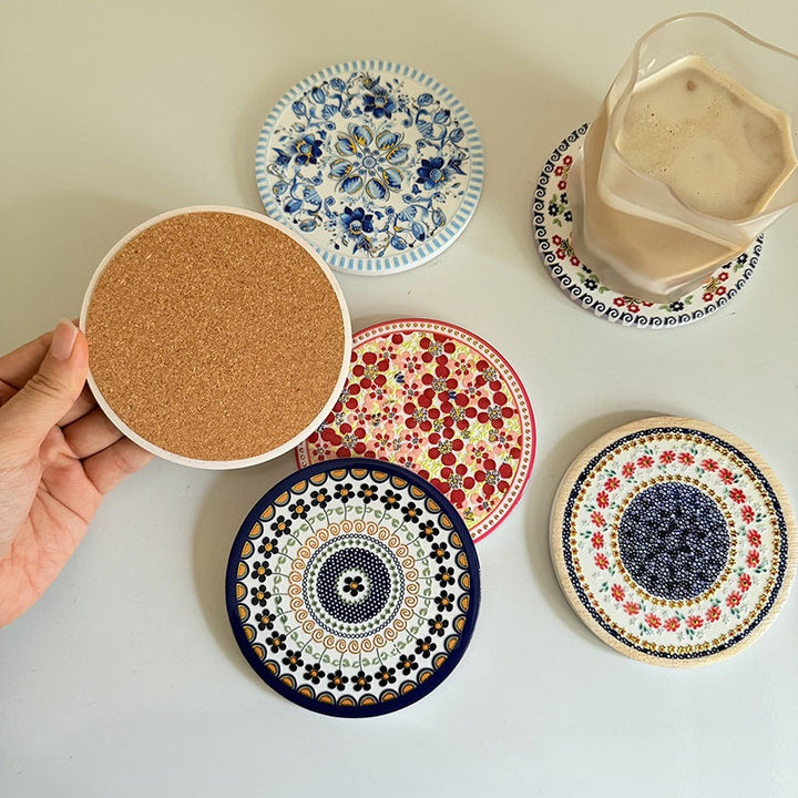 Ceramic Cork Coaster – Handcrafted Pattern Series
