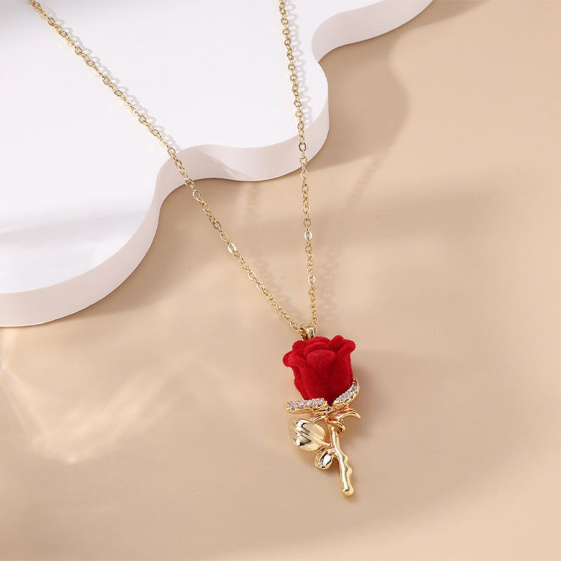 Red Rose Pendant Necklace