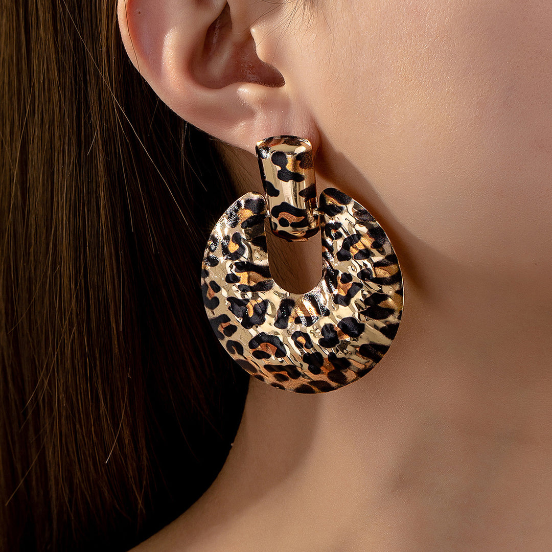 Large Leopard Starburst Earrings Party Wear
