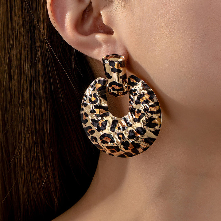 Large Leopard Starburst Earrings Party Wear