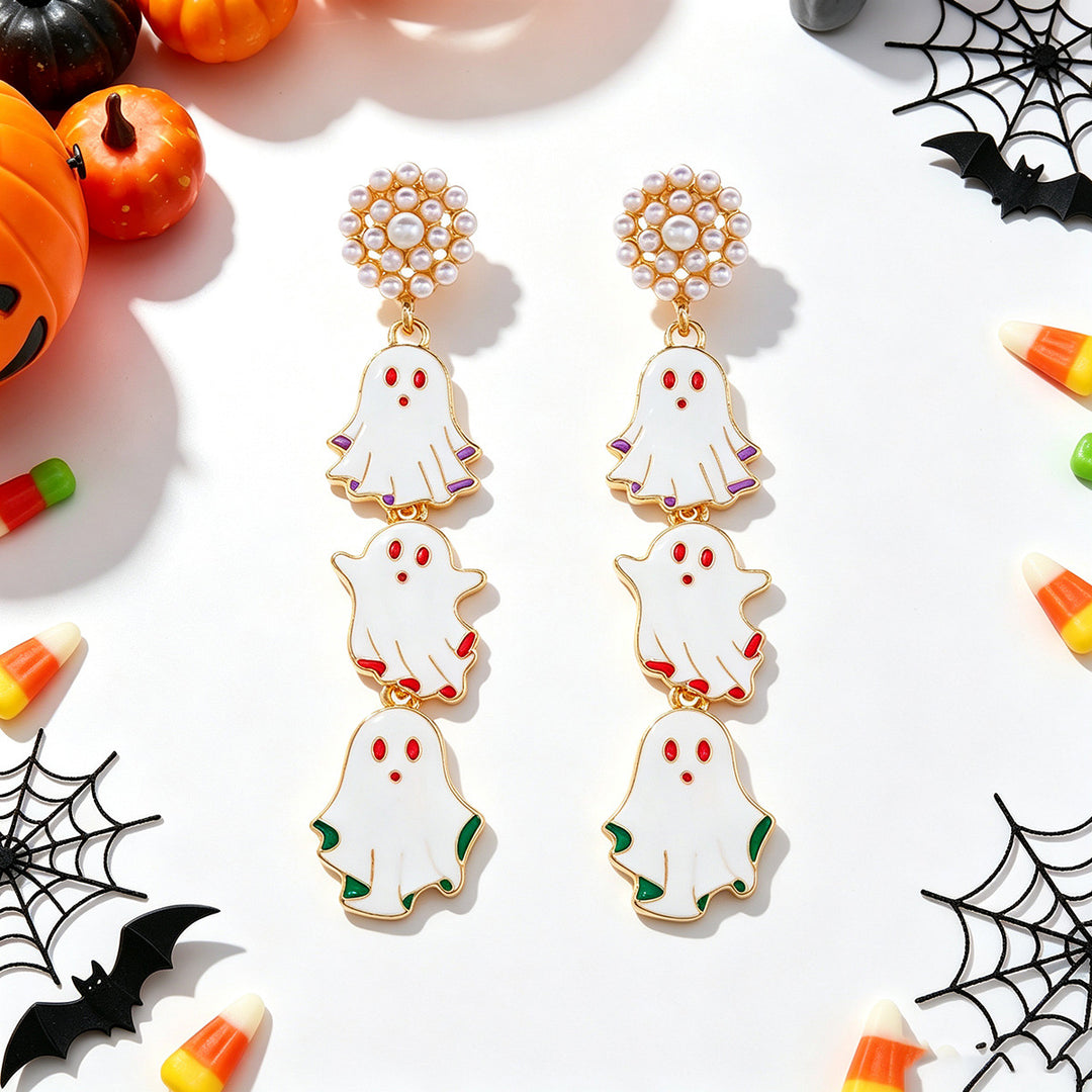 Ghost Pumpkin Halloween Drop Earrings